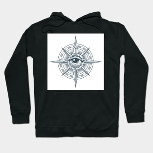 Wind Rose Compass with All Seeing Eye Inside Hoodie